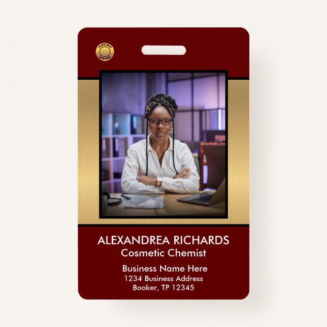 Employee Photo Name Logo Bar Code ID Card Custom  ID Badge (Front)