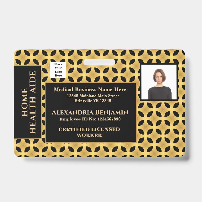 Employee Photo Name Logo Bar Code ID Custom Badge (Front)