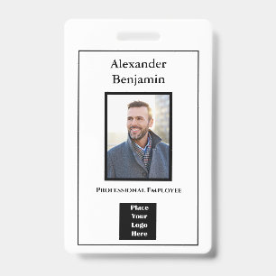 Employee Photo Name Logo Bar Code ID Modern Badge