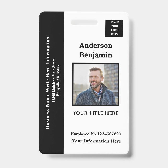 Employee Photo Name Logo ID Card Bar Code Custom Badge (Front)