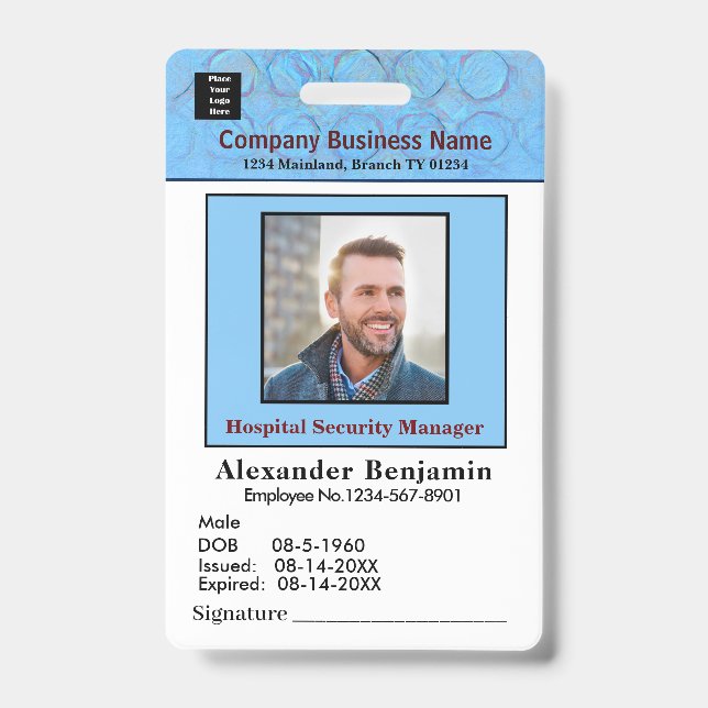 Employee Photo Name Logo ID Card Bar Code Custom Badge (Front)