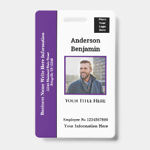 Employee Photo Name Logo ID Card Bar Code Personal Badge