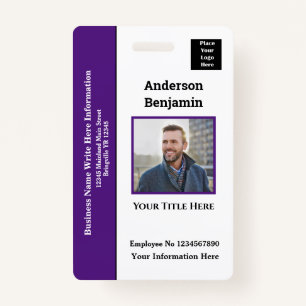 Employee Photo Name Logo ID Card Bar Code Personal ID Badge