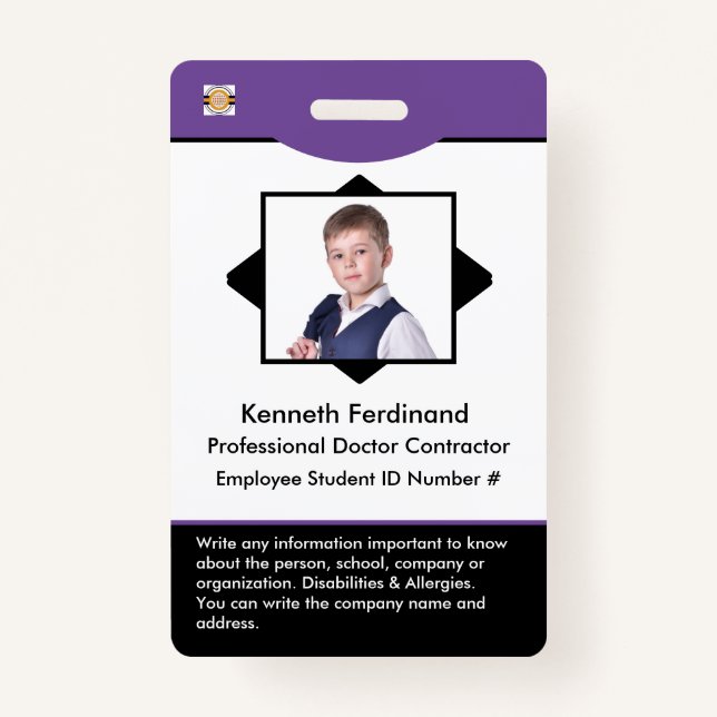 Employee Photo Name Logo Id Card Custom ID Badge (Front)