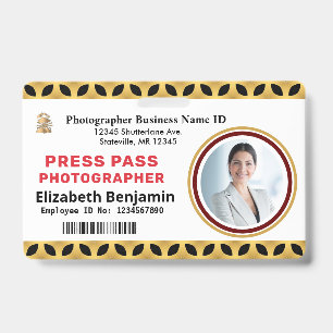 Employee Photo Press Pass Logo ID Card Custom  Badge