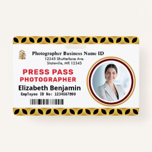 Employee Photo Press Pass Logo ID Card Custom ID Badge