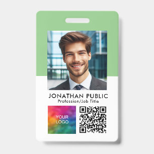 Employee Photo QR Code Company Logo Name Tags ID Badge