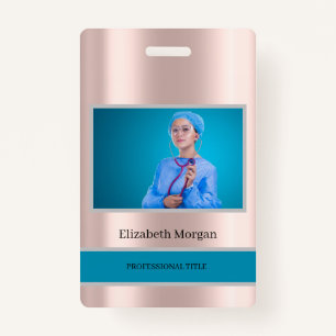 Employee Photo Rose Gold Elegant ID Badge