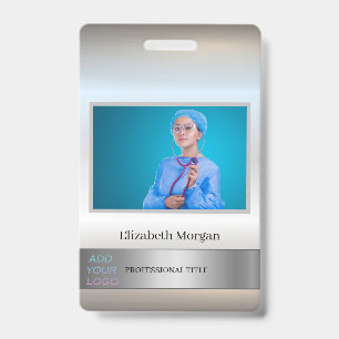 Employee Photo Silver Add Your Logo ID Badge