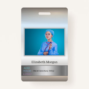 Employee Photo Silver Add Your Logo ID Badge