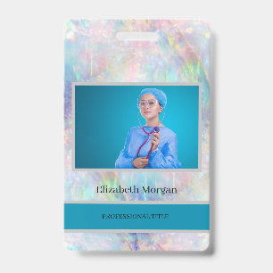 Employee Photo Trendy Holographic Opal ID Badge