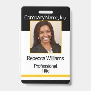 Employee Picture Badge - Black and Gold ID Badge