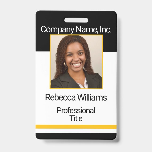 Employee Picture Badge - Black and Gold ID Badge (Front)