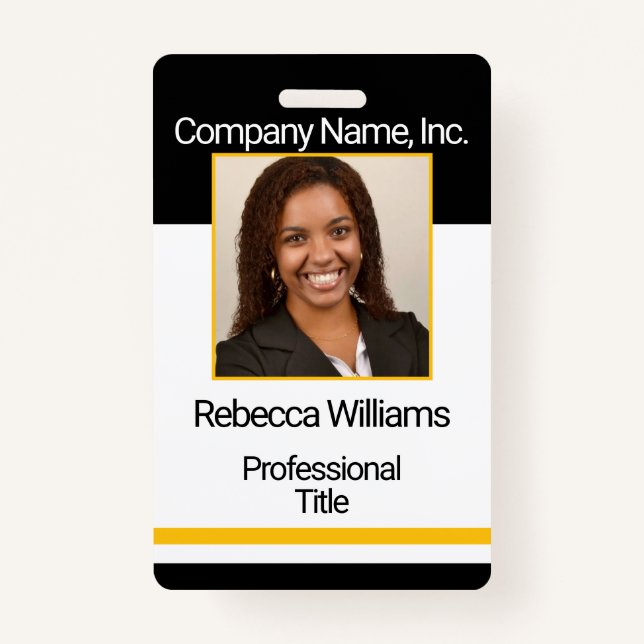 Employee Picture Badge - Black and Gold ID Badge (Front)