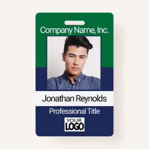 Employee Picture Badge - Green And Navy Blue ID Badge