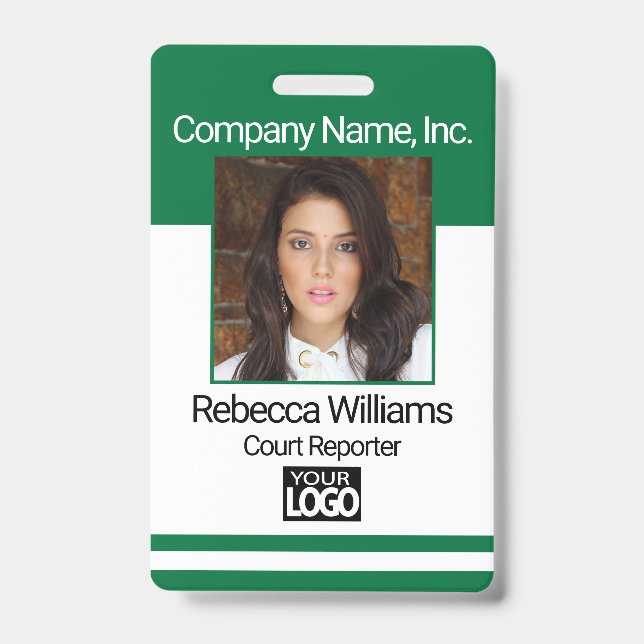 Employee Picture Badge - Green ID Badge (Front)