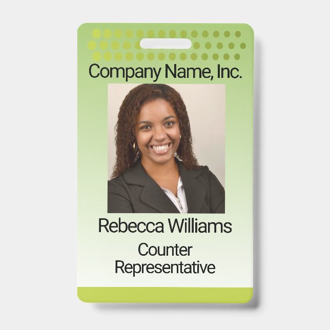 Employee Picture Badge - Green with Dots ID Badge (Front)