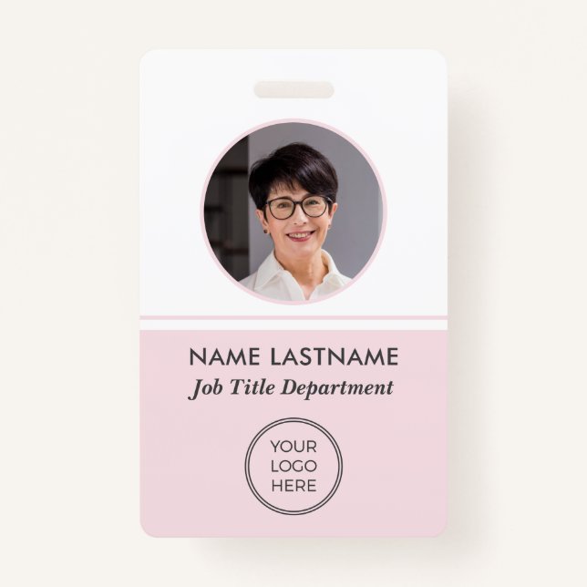Employee Pink Logo ID Photo Badge ID Badge (Front)