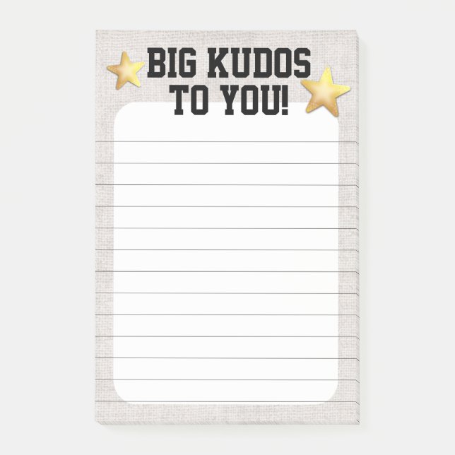 Employee recognition award big kudos post-it notes (Front)