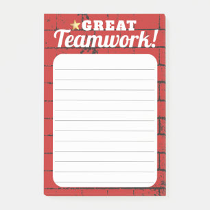 Employee recognition award star great teamwork post-it notes
