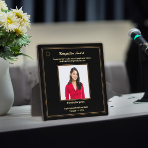 Employee Recognition Photo Logo Gold Award Plaque