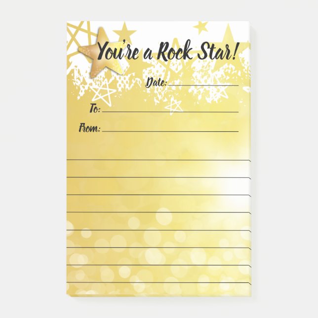 Employee recognition post-it award rock star notes (Front)