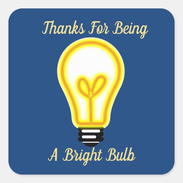 Employee Recognition Thank You Bright Light Bulb Square Sticker (Front)
