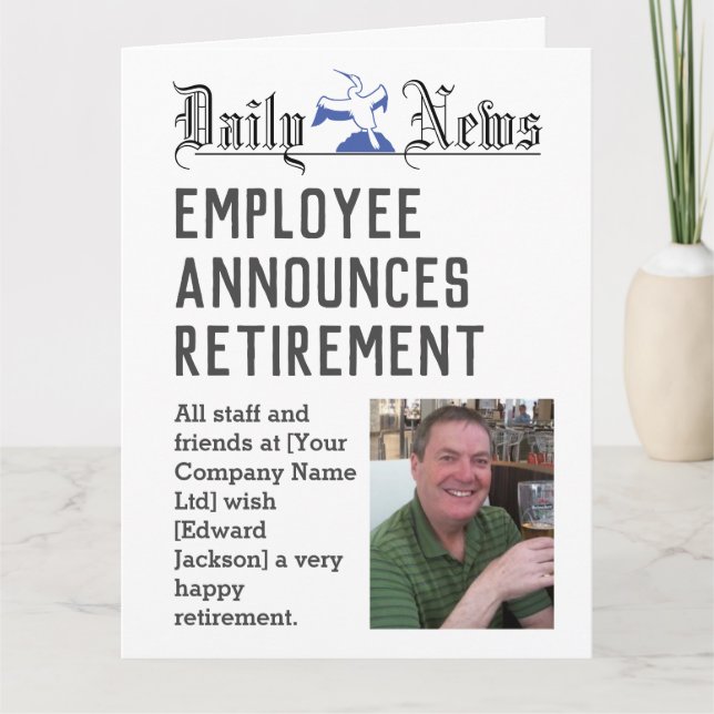 Employee Retirement Card to Personalise (Front)