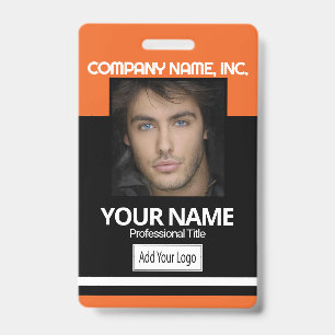 Employee / School Photo Badge - Black and Orange ID Badge