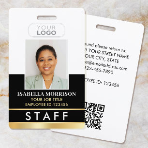 Employee Staff ID Name Logo Black Gold Gradient ID Badge