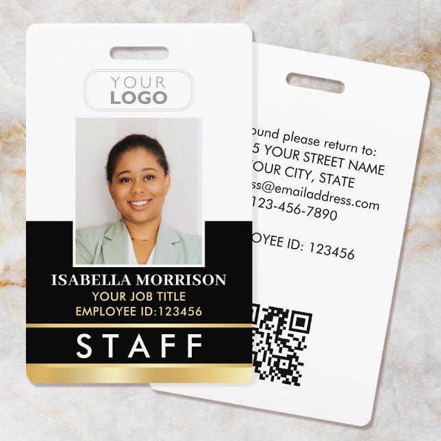 Employee Staff ID Name Logo Black Gold Gradient ID Badge (Creator Uploaded)