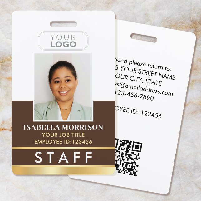 Employee Staff ID Name Logo Brown Gold Gradient ID Badge (Creator Uploaded)