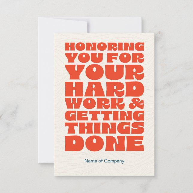 Employee Staff Thank You Appreciation Card (Front)