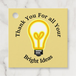 Employee Thank You Bright Ideas Bulb Appreciation Favour Tags