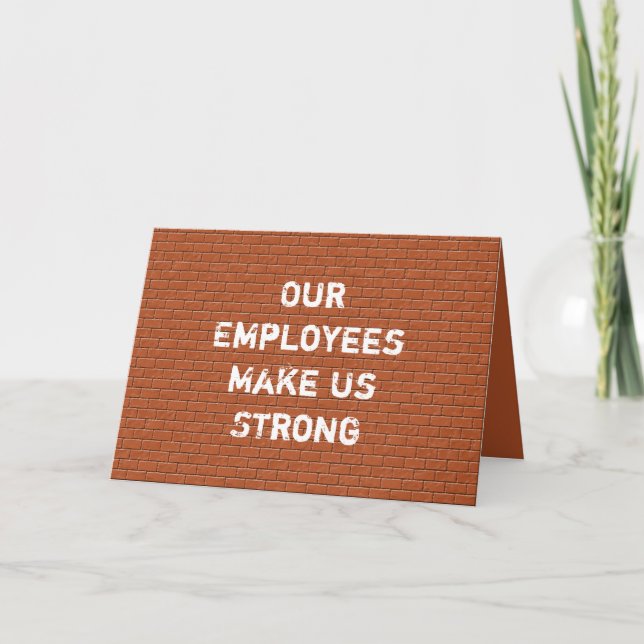Employee Thanks Red Brick Hard Work Appreciation Card (Front)