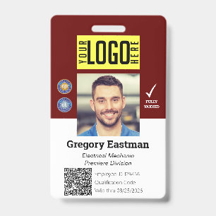 Employee Vaccine QR Code Photo ID Red Badge