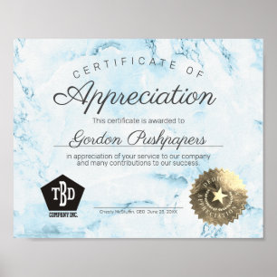 Employee volunteer certificate of appreciation poster