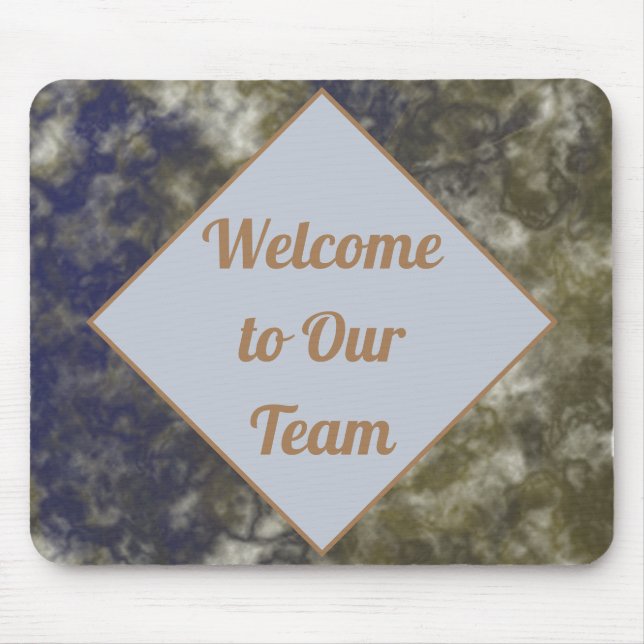Employee Welcome Blue Gold Abstract Professional Mouse Pad (Front)