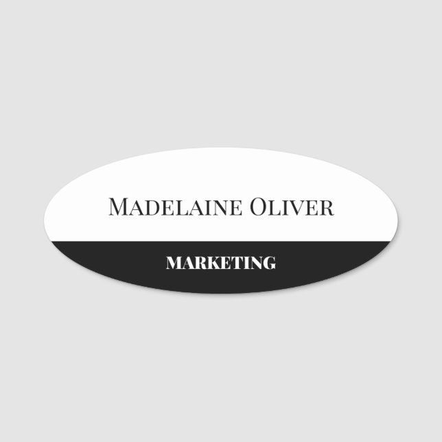  Employee White Black Simple Name Tag (Front)