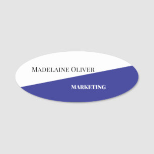 Employee White Blue Simple Name Tag