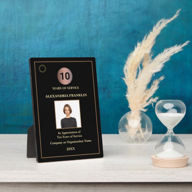 Employee Years Of Service Photo Logo Gold Custom Plaque (Side)
