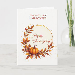 Employees Thanksgiving Appreciation Modern Pumpkin Card