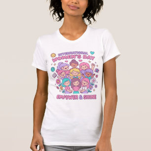 Empower & Shine Women’s Day Cute Girls Design T-Shirt
