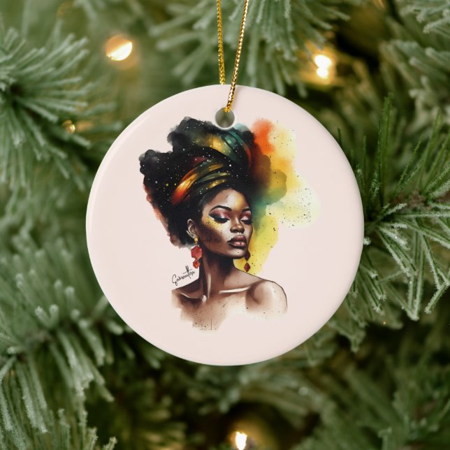 Empowered African-American Woman (2) Ceramic Ornament (Tree)