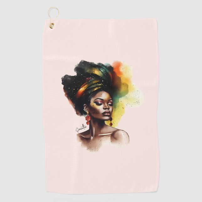 Empowered African-American Woman (2) Golf Towel (Front)
