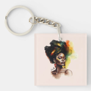 Empowered African-American Woman (2) Key Ring