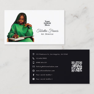 Empowered Afro Black Woman Leadership Art Business Card