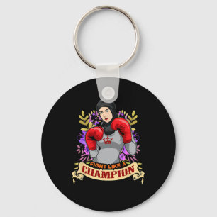Empowered Arab Hijab Woman Boxing Kickboxing Girl Key Ring