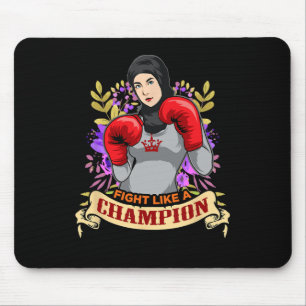 Empowered Arab Hijab Woman Boxing Kickboxing Girl Mouse Pad