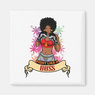 Empowered Black Woman Boxing Magic Kickboxing Girl Magnet